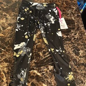 Justice Black and Gold Artistic Leggings